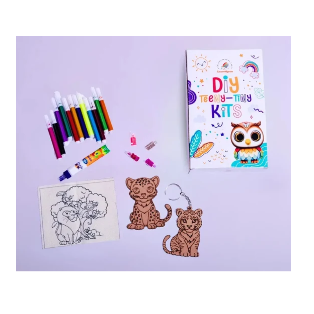 iLearnNGrow Teeny Tiny DIY Animal Painting Kit – 3-in-1 Kids Craft Set