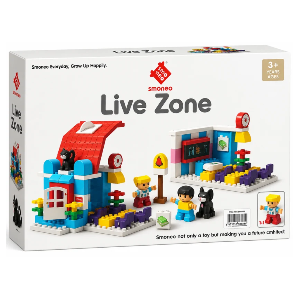 Smoneo Live Zone Building Blocks Playset with House, Furniture, Figures & Pet