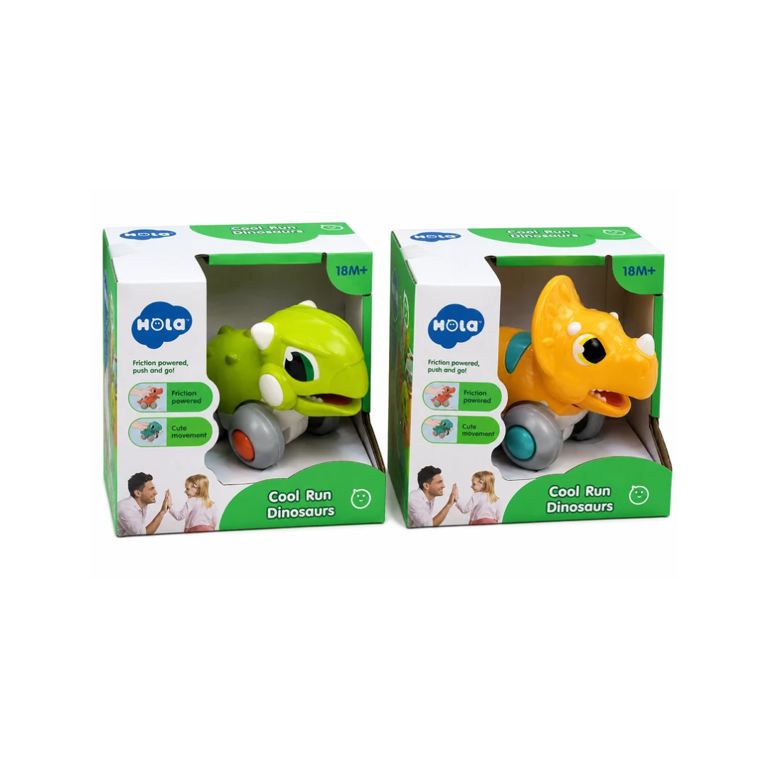 Hola Cool Run Dinosaur Friction Powered Push & Go Dinosaur for Kids Cute Walking Dinosaur Toy Assorted Color