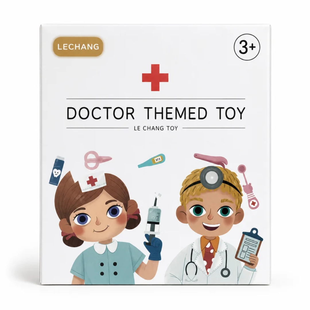 Wooden Doctor Themed Toy Set for Kids – Pretend Play Medical Role Play Kit