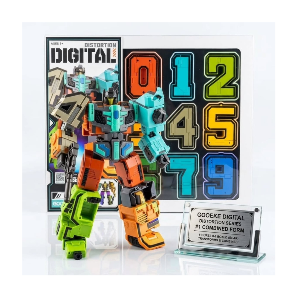 Gooeke Distortion  Number Puzzle Board with Transforming Robot