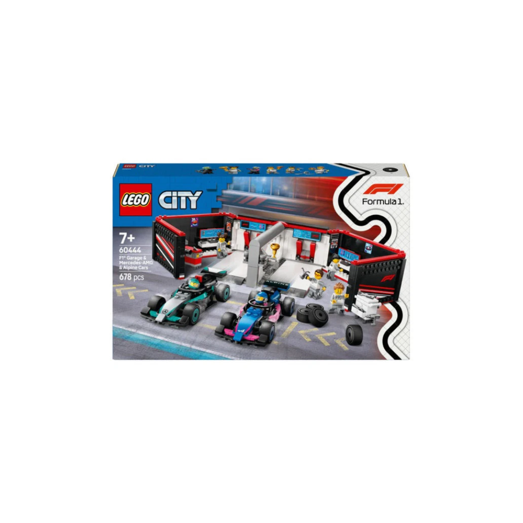 Lego 60444 City F1 Garage & Mercedes-AMG & Alpine Cars (678 Pieces)