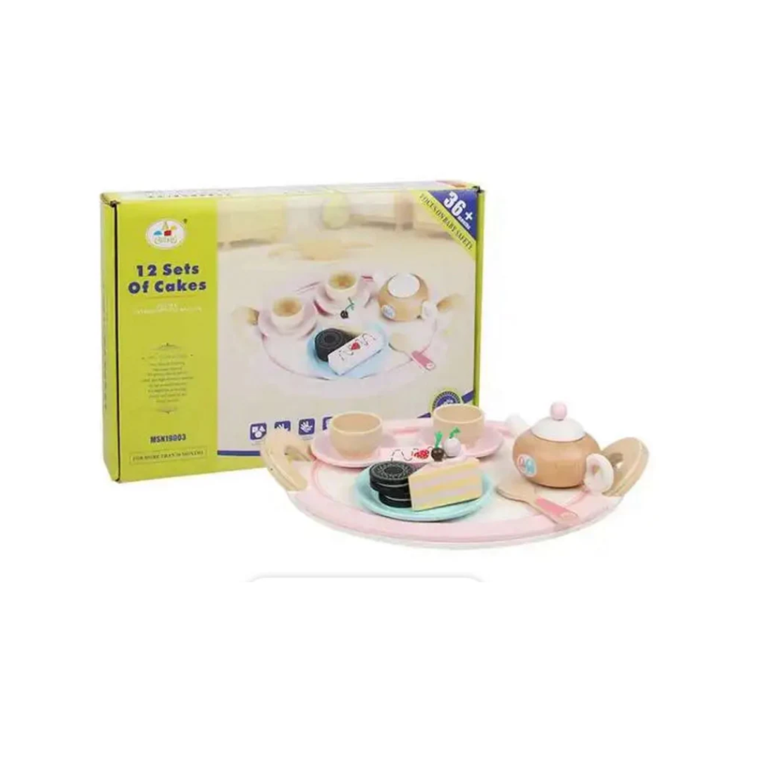 Rainbow Toys Wooden Premium Cake Tea Set, 12 set toys