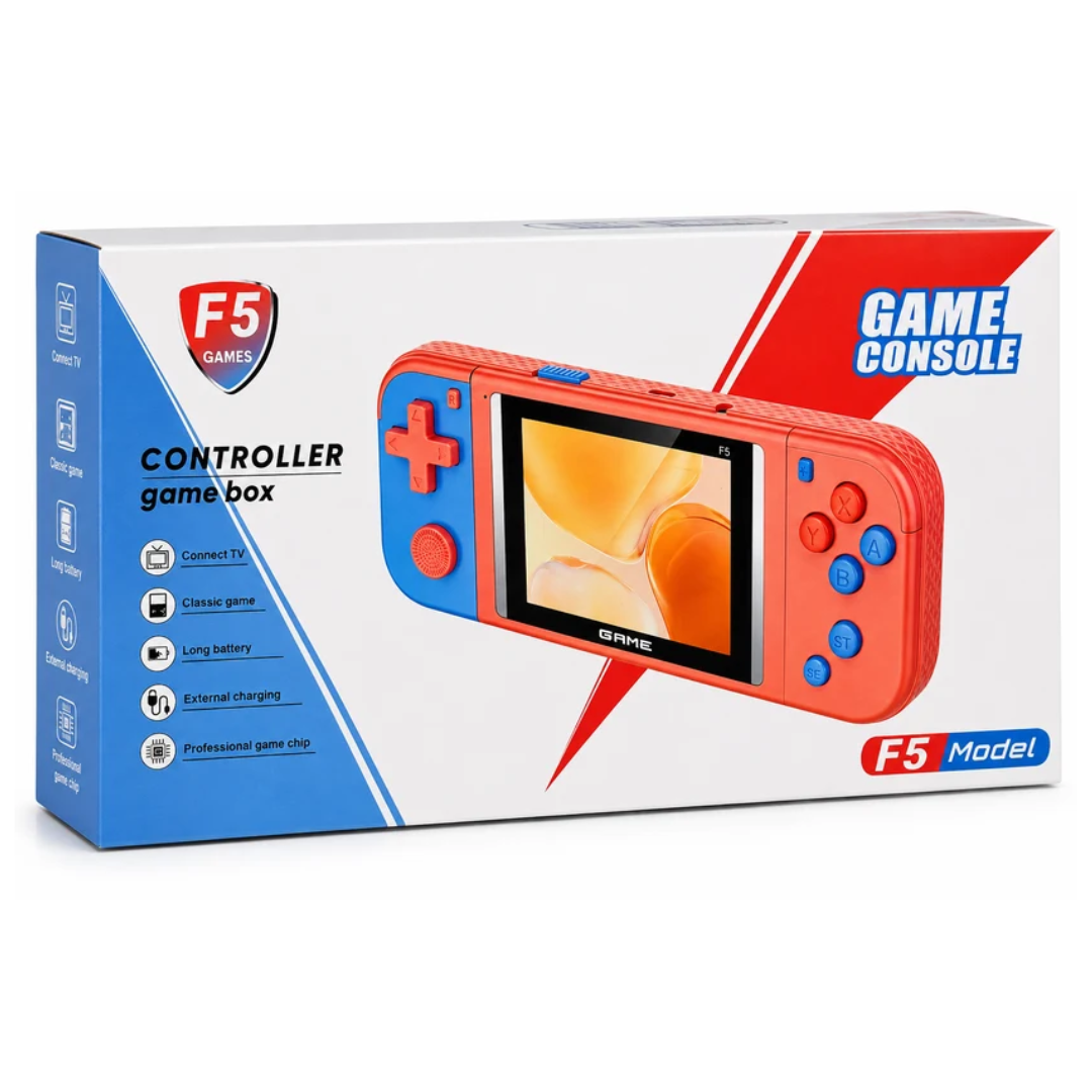 F5 Portable Game Console with Classic Games, TV Support & Long Battery