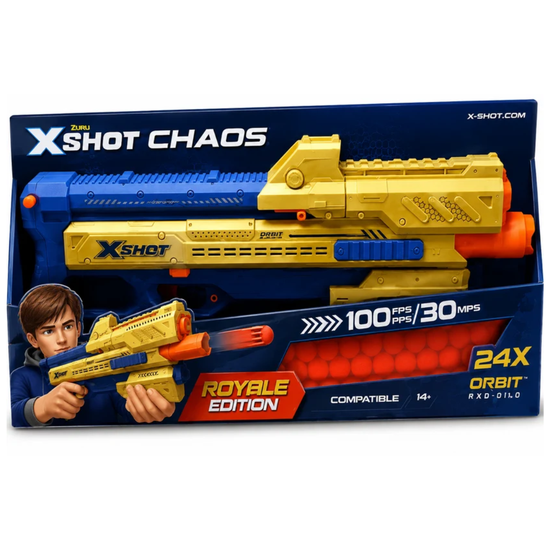 ZURU X-Shot Chaos Royale Edition Orbit Ball Blaster – 24X Rounds, 100 FPS
