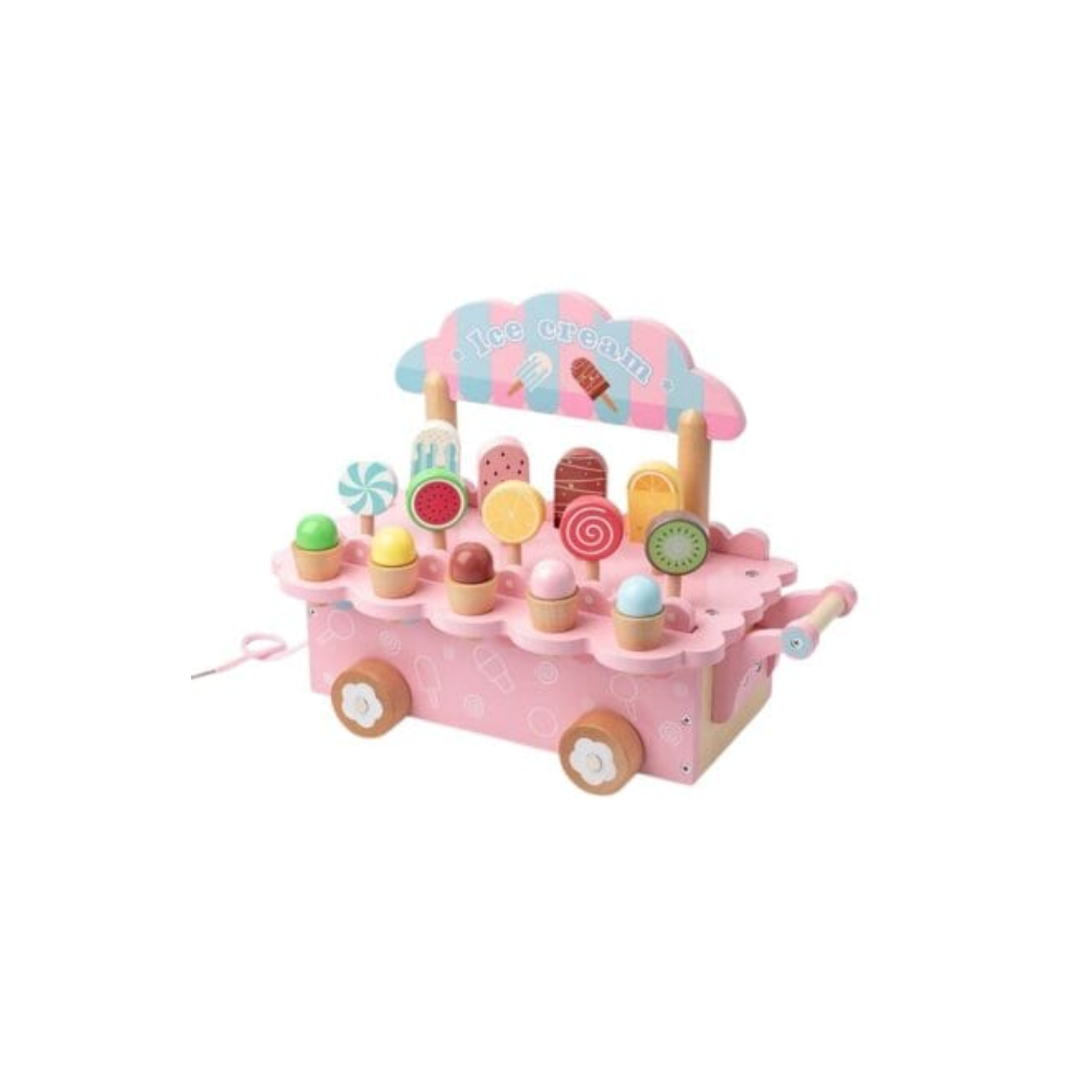 Rainbow Toys Wooden Ice Cream Cart Playset for Kids