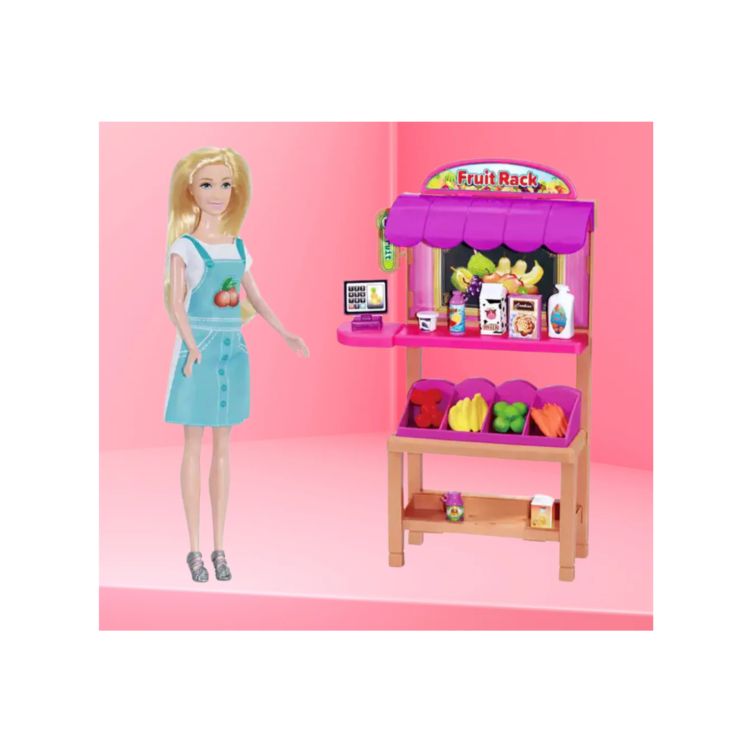 Rainbow Toys 11.5 Inch Beauty Doll Kitchen and Grocery Shopping Playset
