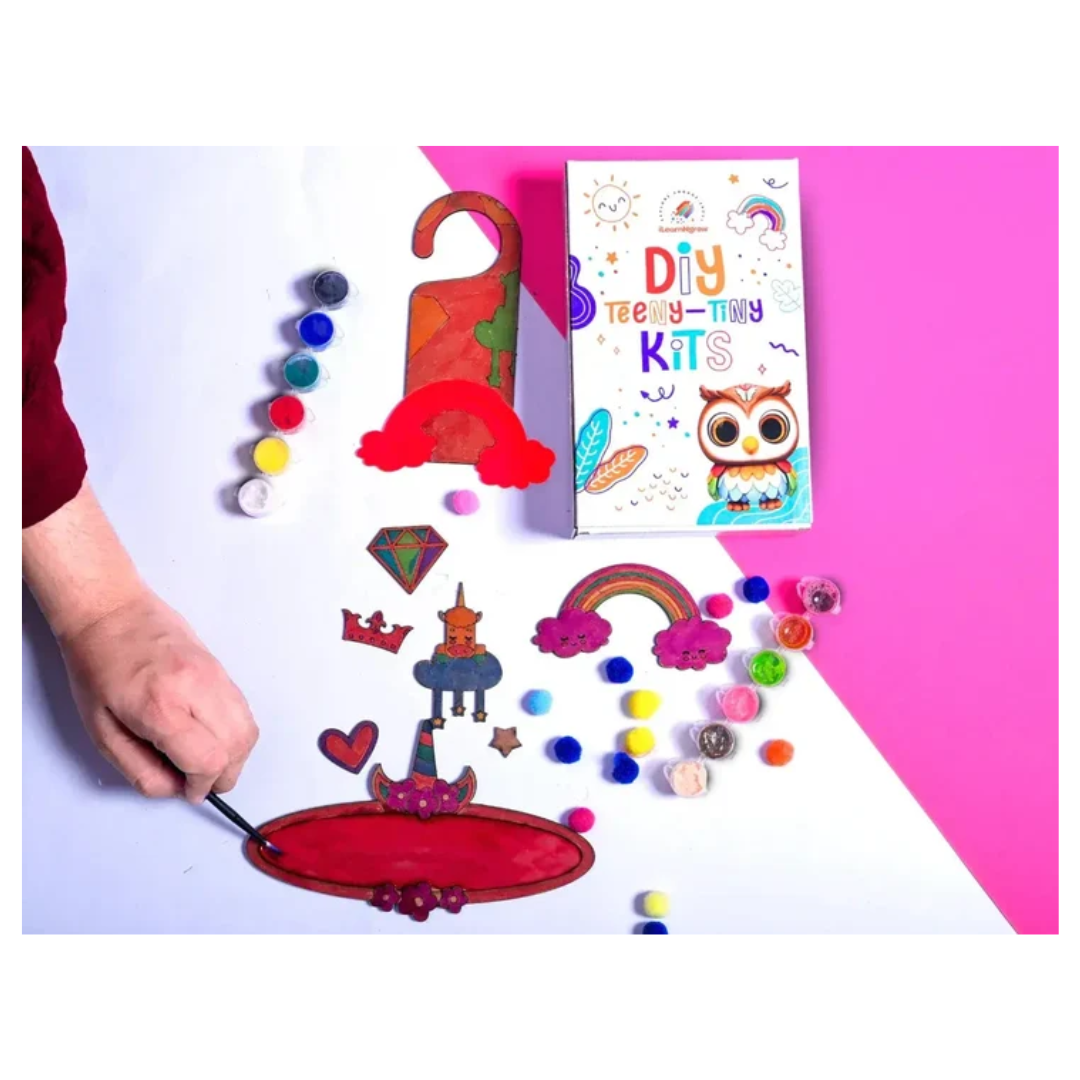 iLearnNGrow Teeny Tiny DIY Unicorn Name Plate Kit & Door Knob Craft Kit