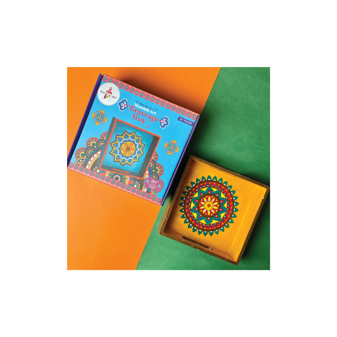 Kalakaram Mandala Art Beverage Tray Painting Kit