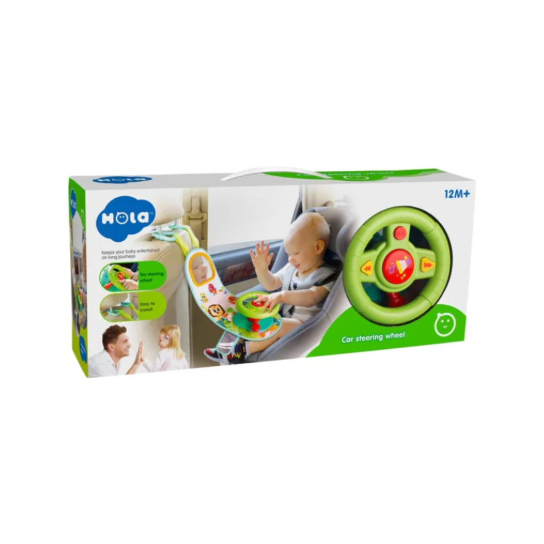 Hola Baby Car Steering Wheel with Lights Music Indicator and Horn Pretend to Drive Toy