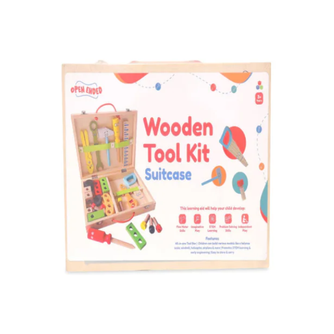 Open Ended Wooden Tool kit Suitcase