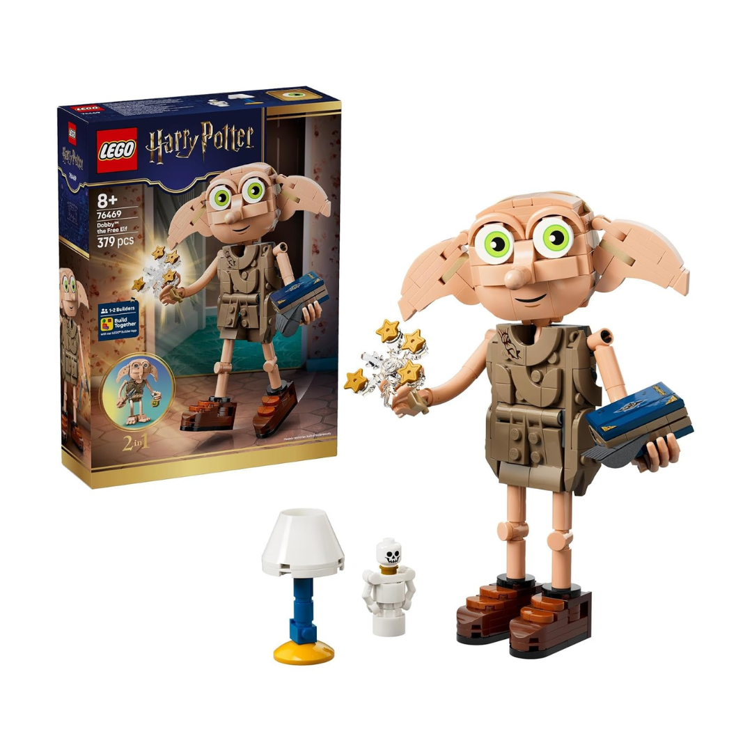 LEGO Harry Potter Dobby the Free Elf 2-in-1 Building Set 76469, 379 Pieces, Posable Dobby & Kreacher Figures – 8+ Years