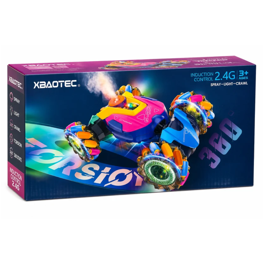 XBAOTEC 2.4G Induction Remote Control Spray & Light Stunt Car for Kids