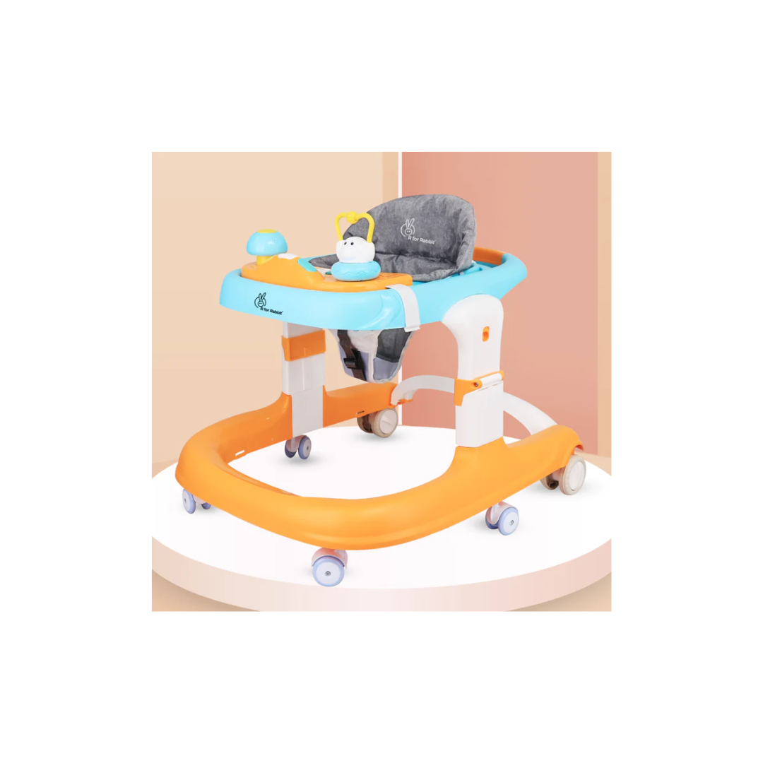 R for Rabbit Little Feet Sportz, 2-in-1 Walker Turn Push Walker Orange Blue