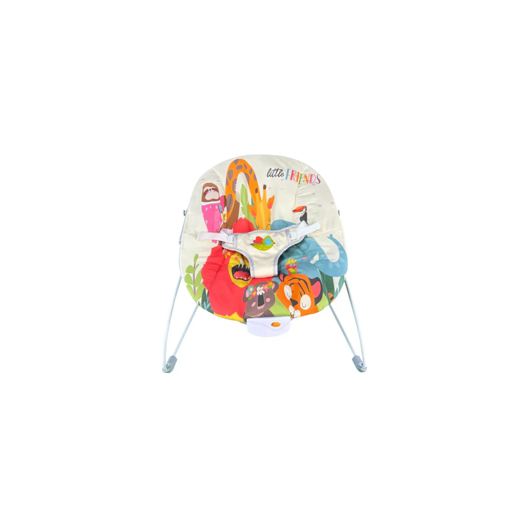 Ladida Baby Bouncer-With 8 Classic Melodies & Calming Vibrations-3 Point Harness-Removable & Adjustable Safari