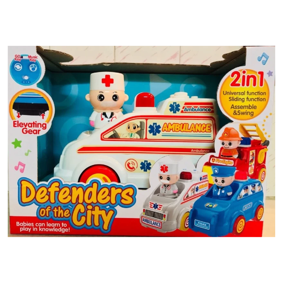 2-in-1 Ambulance Toy Car with Doctor Figure – Sliding & Swinging Rescue Vehicle for Kids