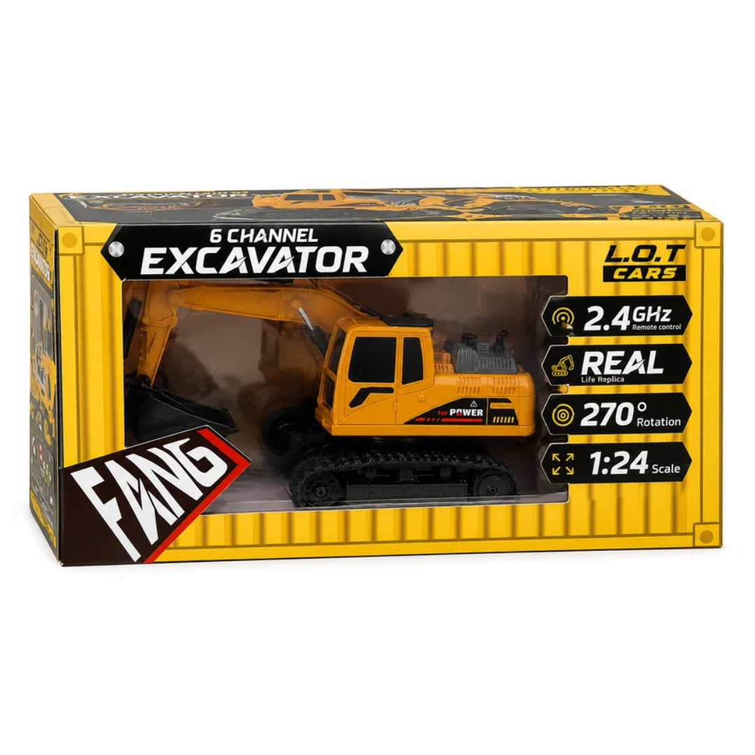 Lot Fang 6 Channel RC Excavator 2.4GHz Remote Control Construction Toy – 1:24 Scale