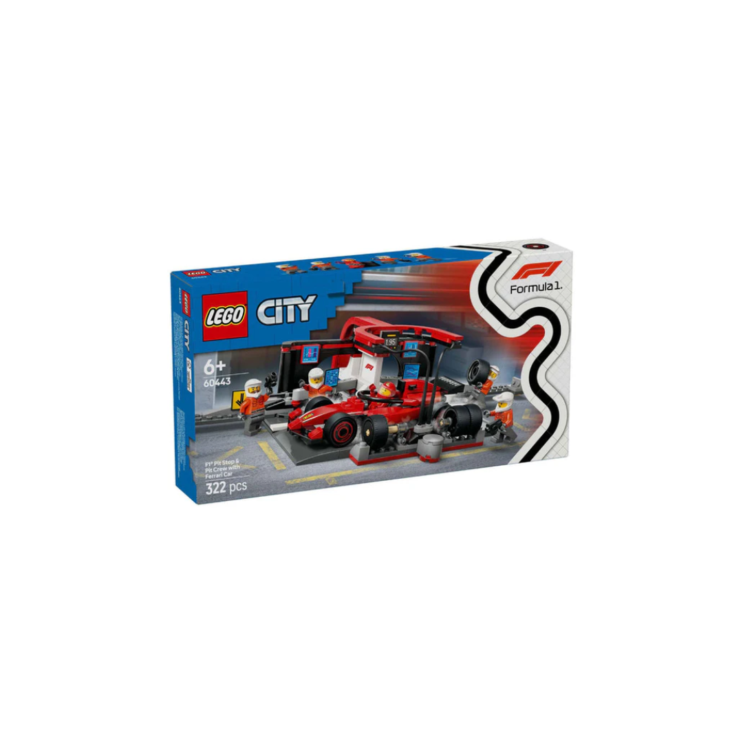 Lego 60443 City F1 Pit Stop & Pit Crew With Ferrari Car (322 Pieces)