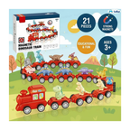 Magnetic Dinosaur Train Toy – 21 Pcs Dinosaur Educational Train Set for Kids 3+