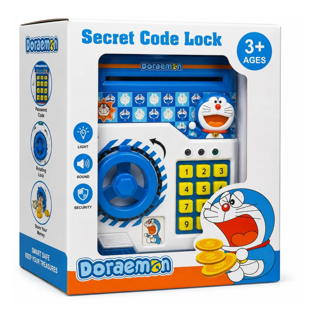 Doraemon Secret Code Lock Electronic Money Safe Piggy Bank for Kids