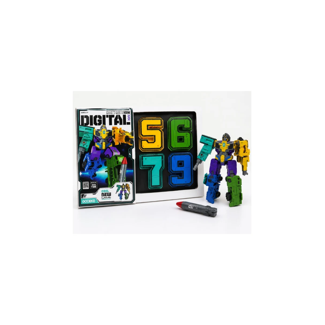 Gooeke Distortion Number Small Puzzle Board with Transforming Robot