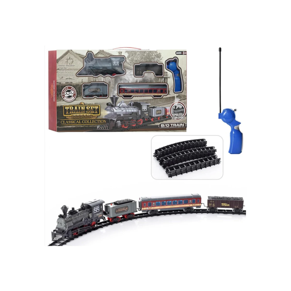 Classic Model Remote Control Train & Track Set Simulation Smoke Locomotive Engine