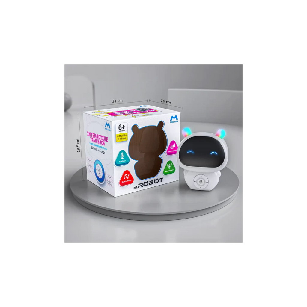Mirana Mr. Robot Talk Back Toy for Kids - 3 Voice Changing Effects, Onboarded Music White