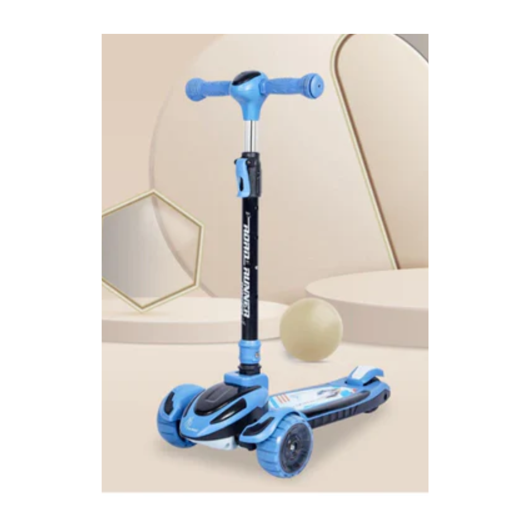 R For Rabbit Road Runner Racer Scooter - PU LED Wheels, 4 Level Height Adjustment, Anti Slip Deck  Blue Black