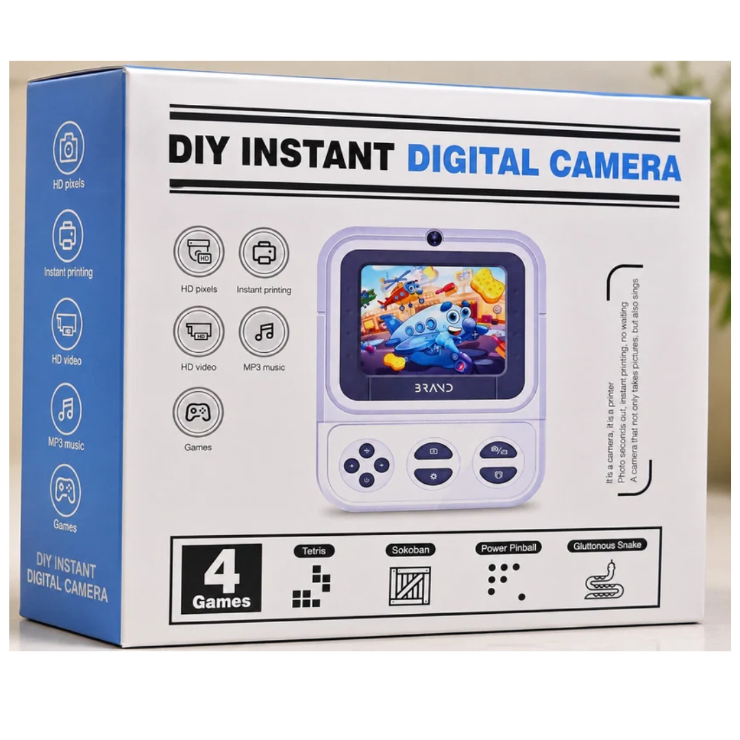 DIY Instant Digital Print Camera for Kids – HD Photo, Video, Music & Games Assorted Color