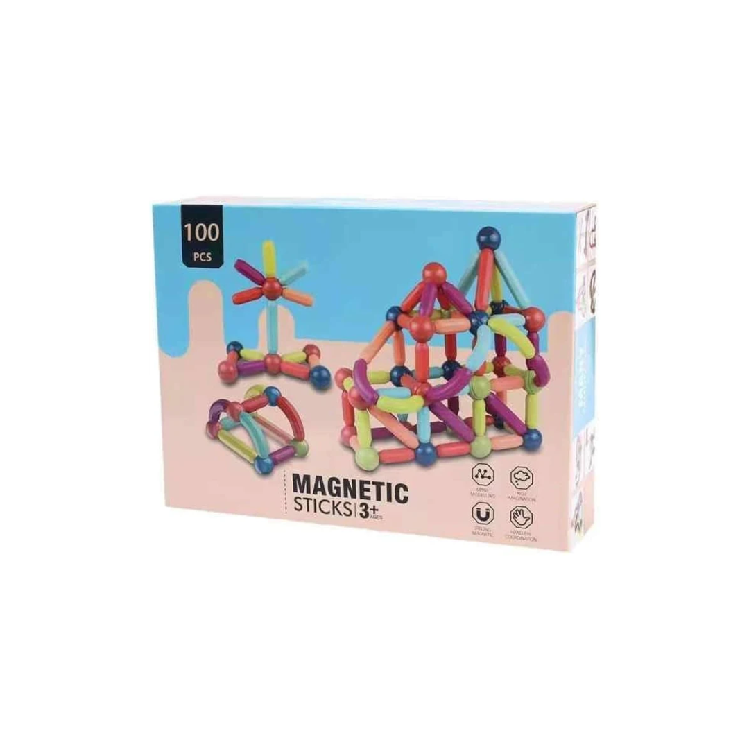 Rainbow Toys Magnetic Stick Set, Building Sticks Blocks, Magnetic Blocks 100pcs