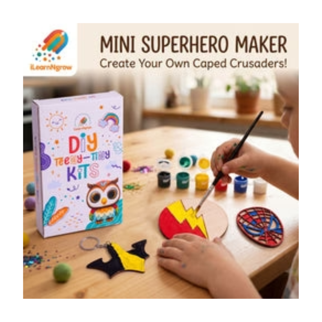 ilearnngrow Teeny Tiny DIY Superhero Painting Kit – 3‑in‑1 Craft Set for Kids