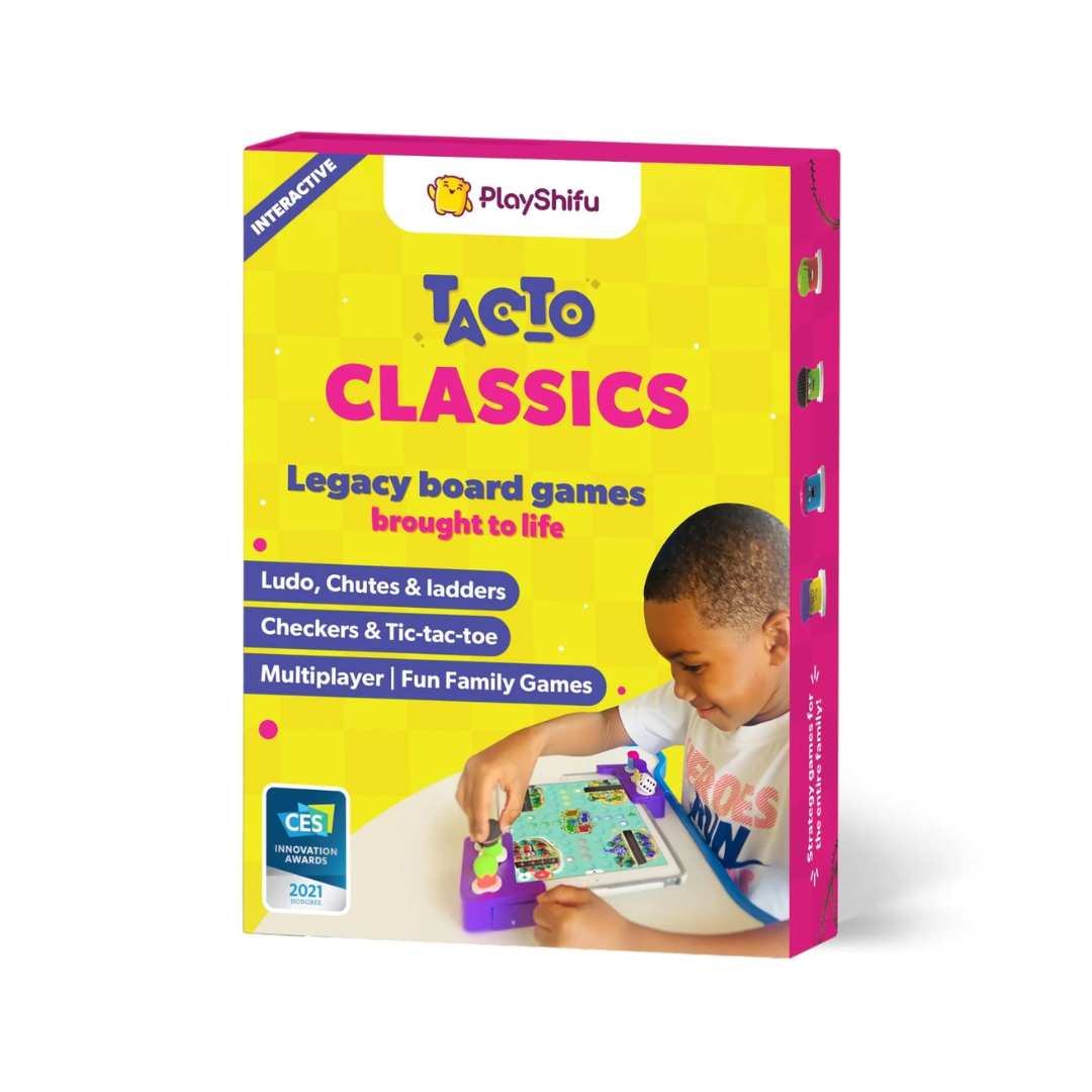 Shifu Tacto Classics - 4in1 Digital Board Games - Ludo, Checkers, Ladders, Tic Tac Toe for Kids
