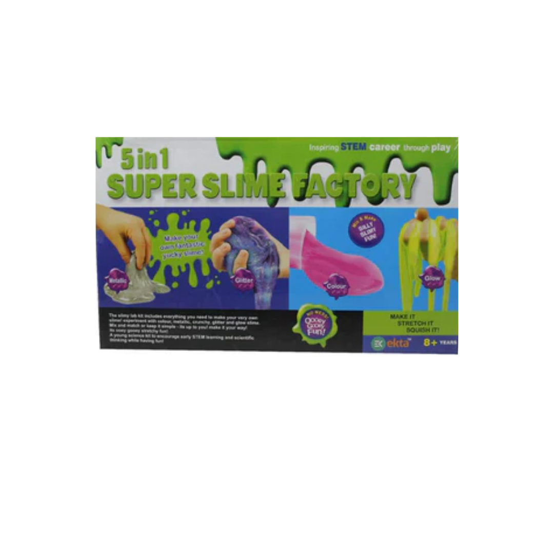 Ekta 5In1 Meatllic Glitter Color Glow Slime Super Slime Factory