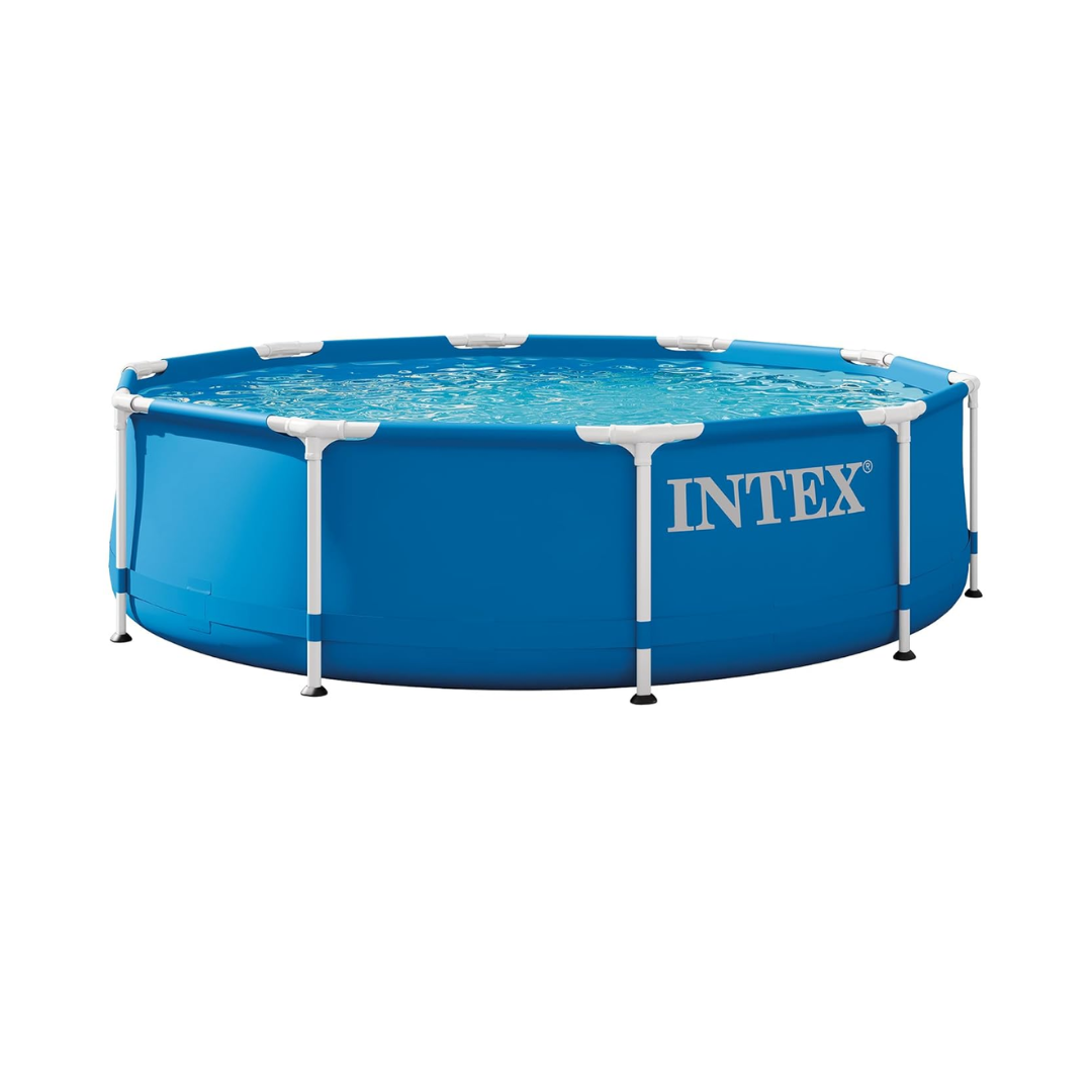 Intex 10 Foot x 30 Inch Round Metal Frame Backyard Above Ground Swimming Pool (28200)