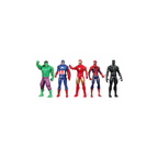 Marvel 6-Inch Hulk, Captain America, Iron Man, Spider-Man, & Black Panther Action Figure Set with Shield Accessory