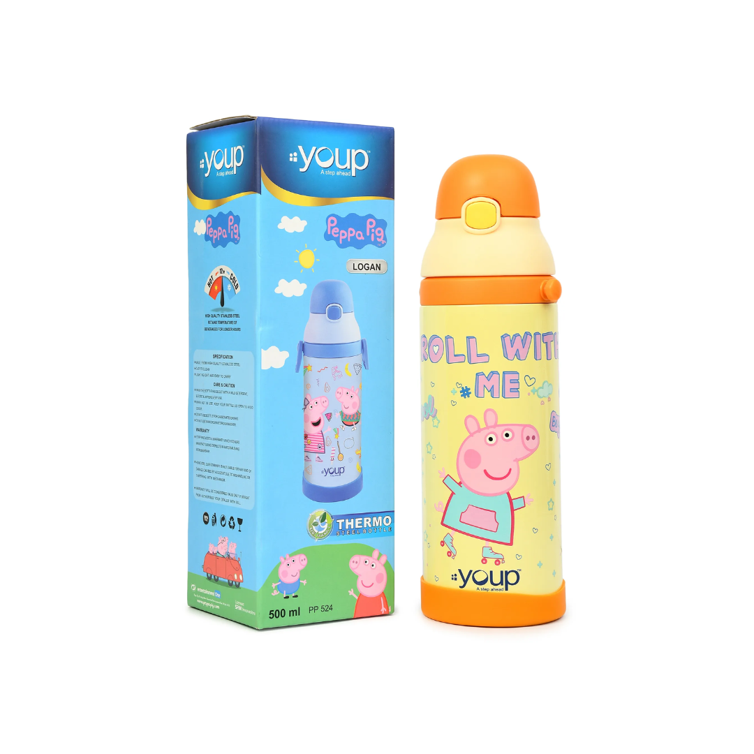 YOUP Logan Peppa Pig BPA Free Insulated Stainless Steel Thermo Bottle For Kids 500ML Assorted Color