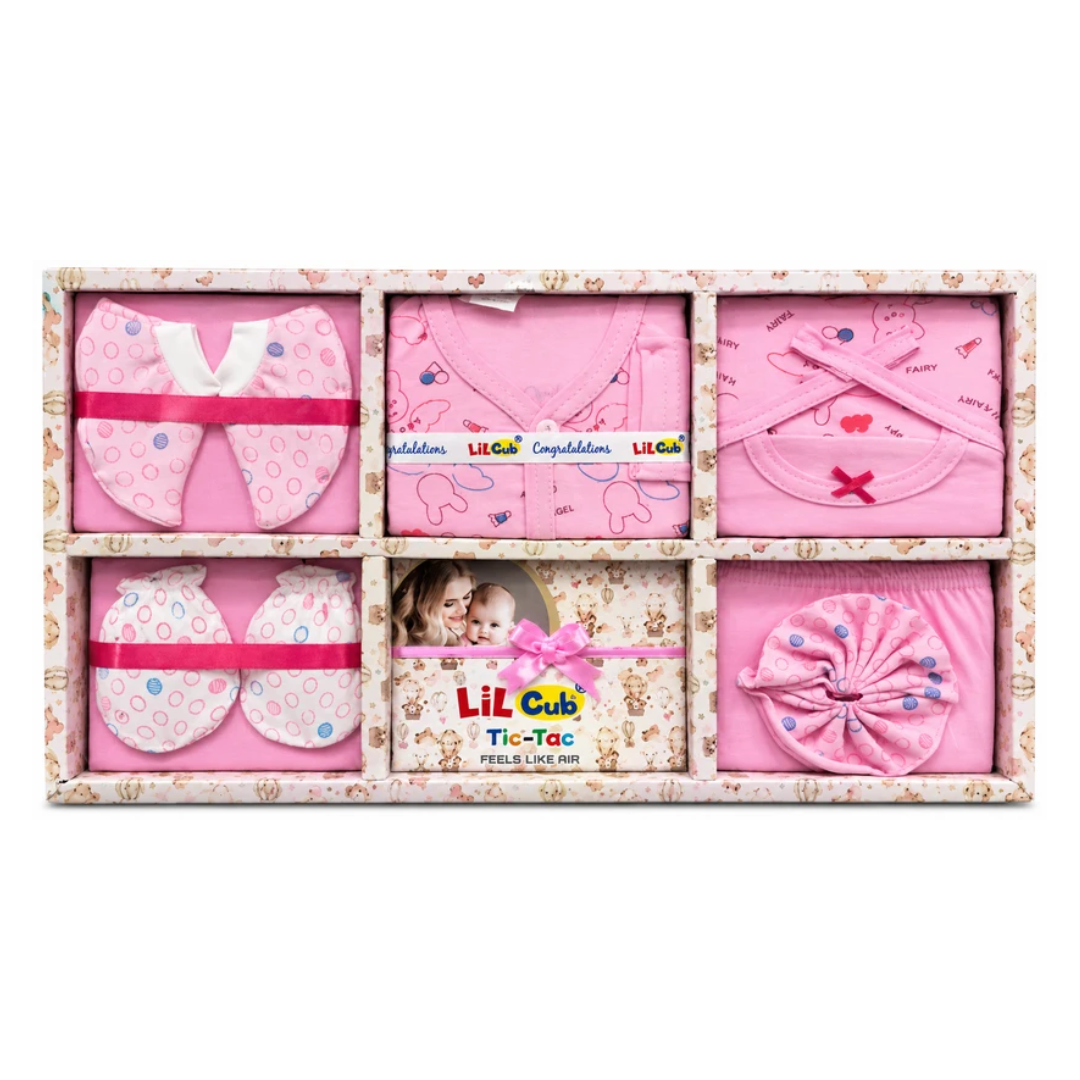 Lil Cub Tic-Tac Newborn Baby Clothing & Essentials Gift Set – Pink