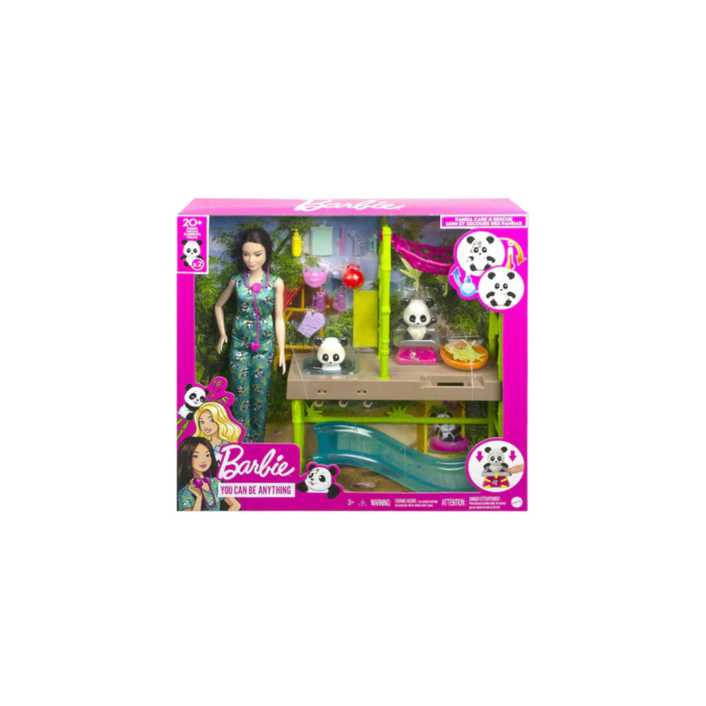 Mattel Barbie Panda Care and Rescue Playset with Color-Change and 20+ pc