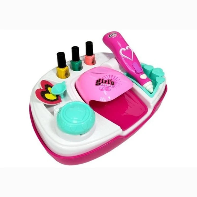 Girl's Creator DIY Nail Art Studio Kit – Kids Beauty Salon Playset with Non-Toxic Peel-Off Nail Polish & Glitter Decorator Pen (Ages 5+)