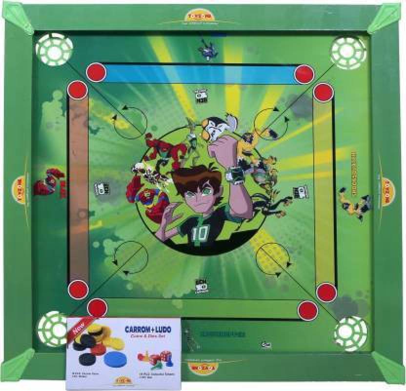 Toyzone Ben 10 Carrom Board Plus Ludo Carrom Board Game 20x 20 Inches