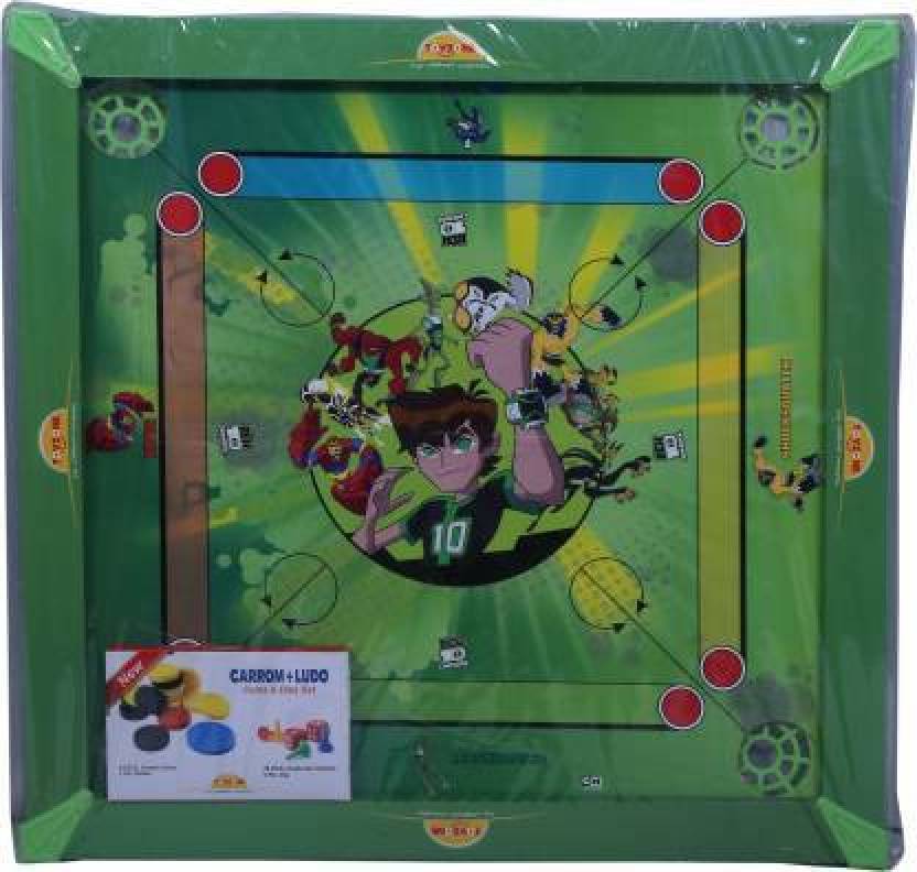Toyzone Ben 10 Carrom Board Plus Ludo Carrom Board Game 20x 20 Inches