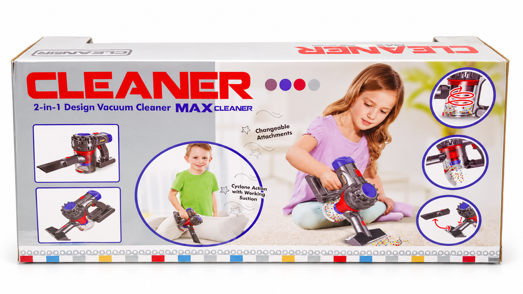 HYZ Cleaner Max Deluxe Toy Vacuum Cleaner for Kids, Interactive Pretend Play Cleaning Set
