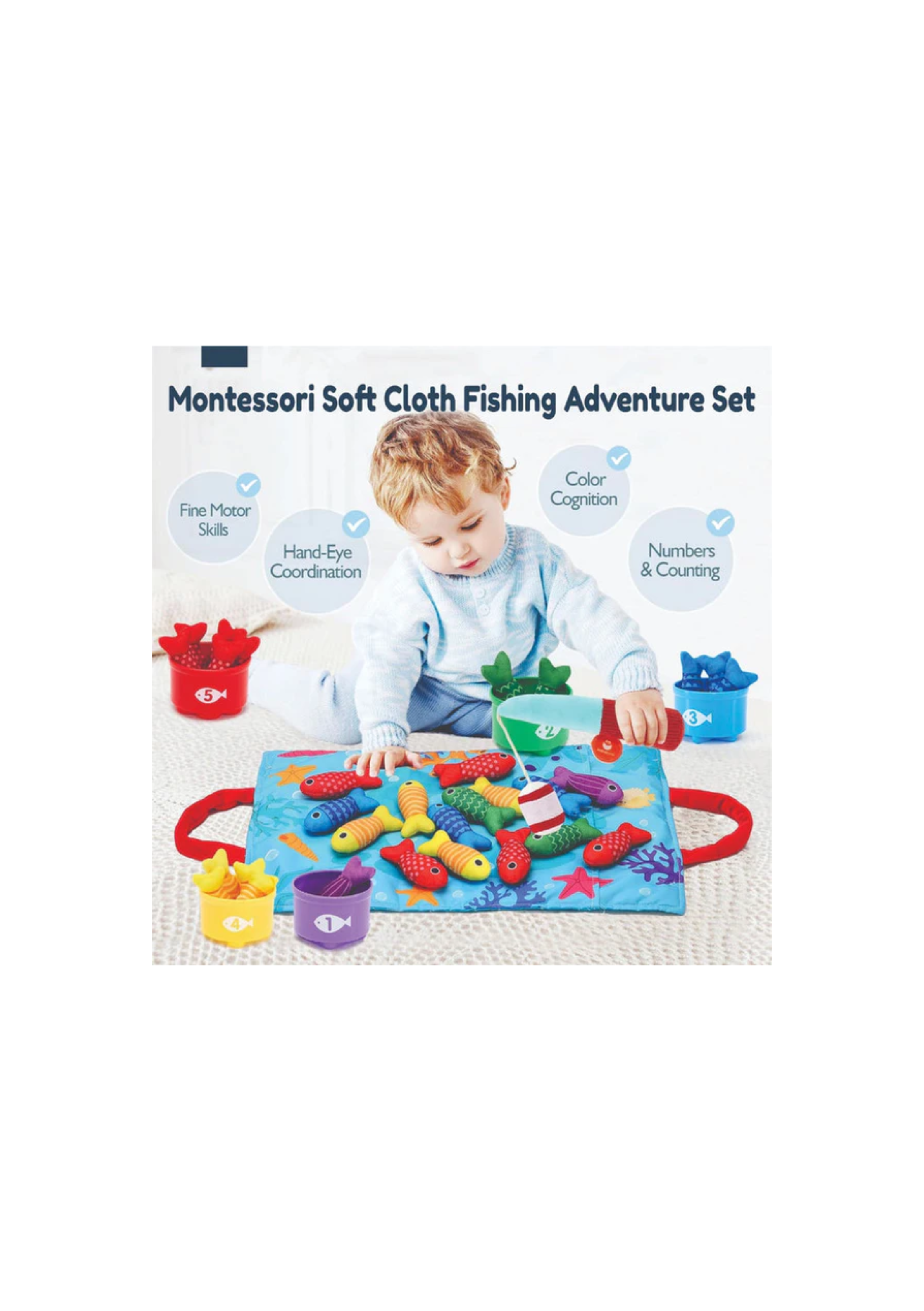 Open Ended Montessori Soft Cloth Fishing Adventure Set (22 Pcs)