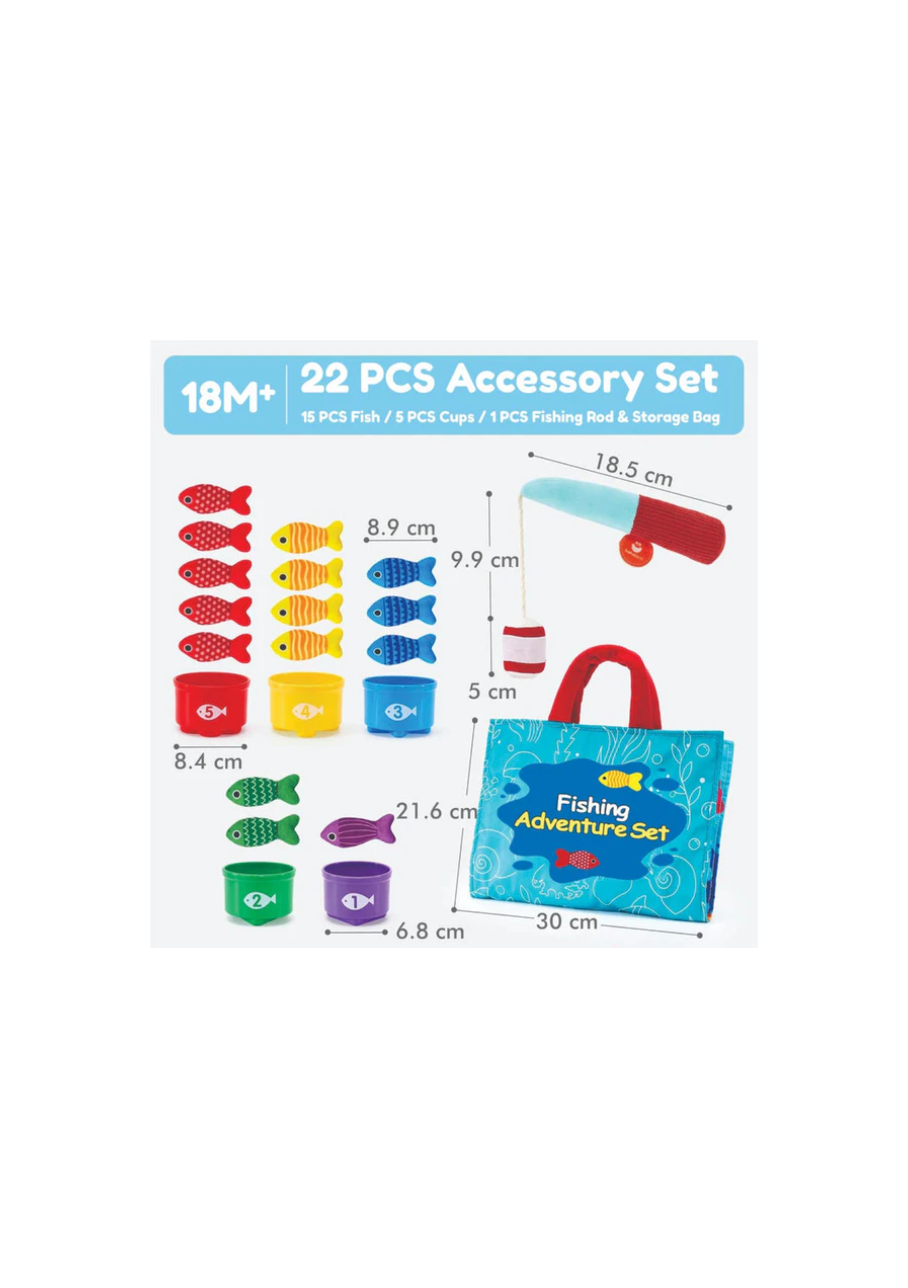 Open Ended Montessori Soft Cloth Fishing Adventure Set (22 Pcs)