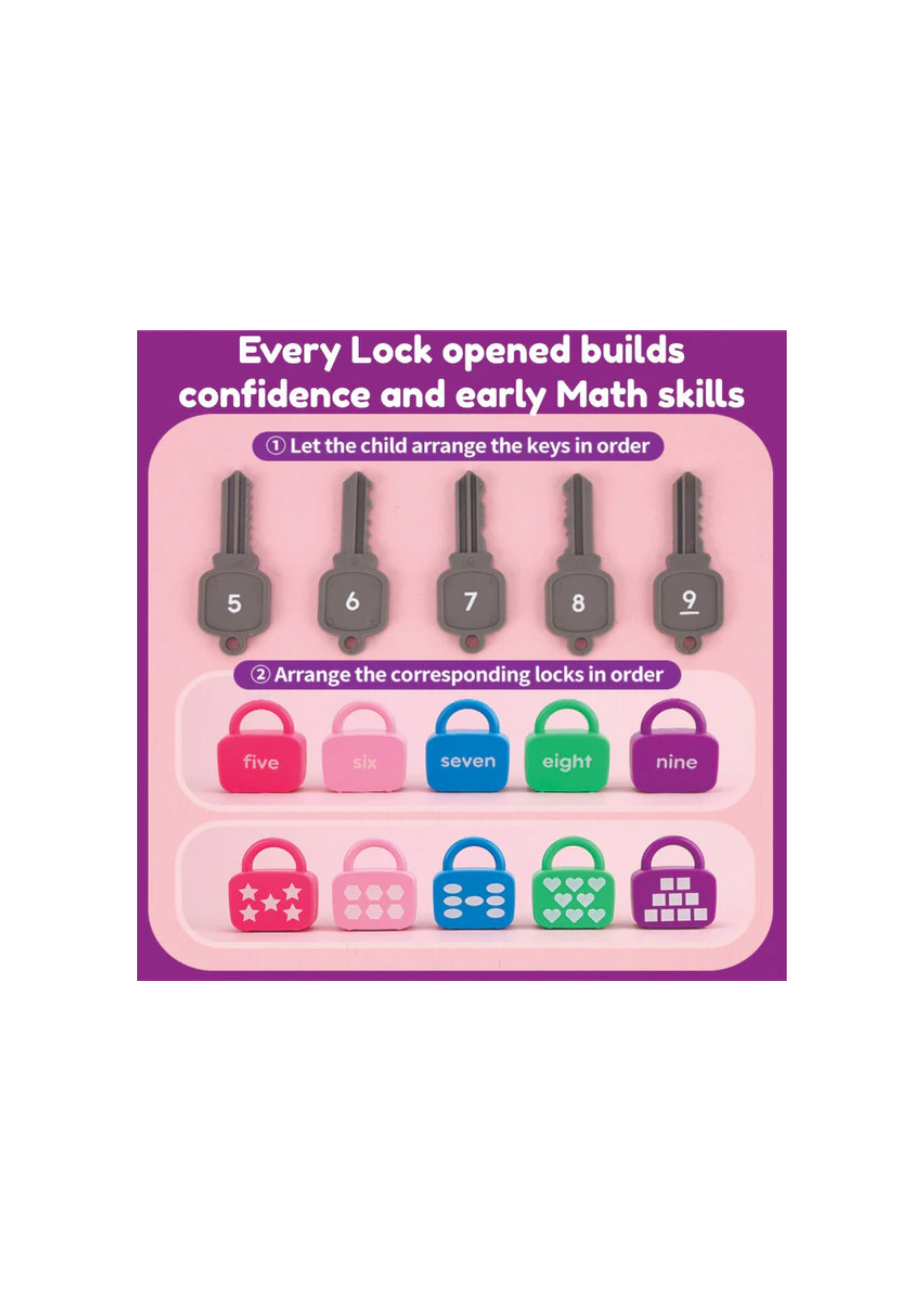 Open Ended Montessori Number Lock & Key Toy (20 pcs)