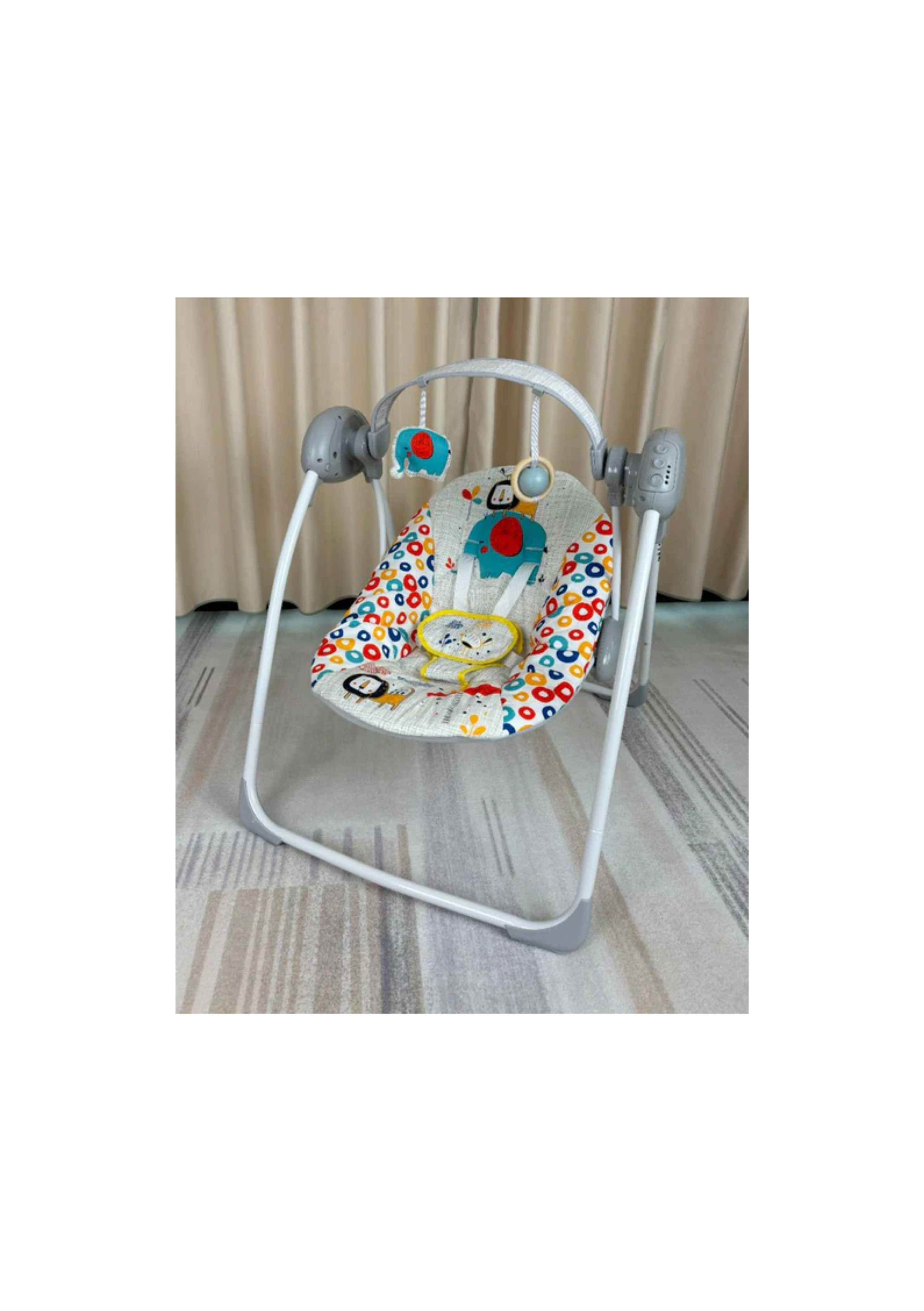 Ladida Baby Swing-6 Classic Melodies-5 Swing Speed Modes-5 Point Harness-Removable & Adjustable Toy Bar-3 Months Warranty-Upto 9 Kg-Safari