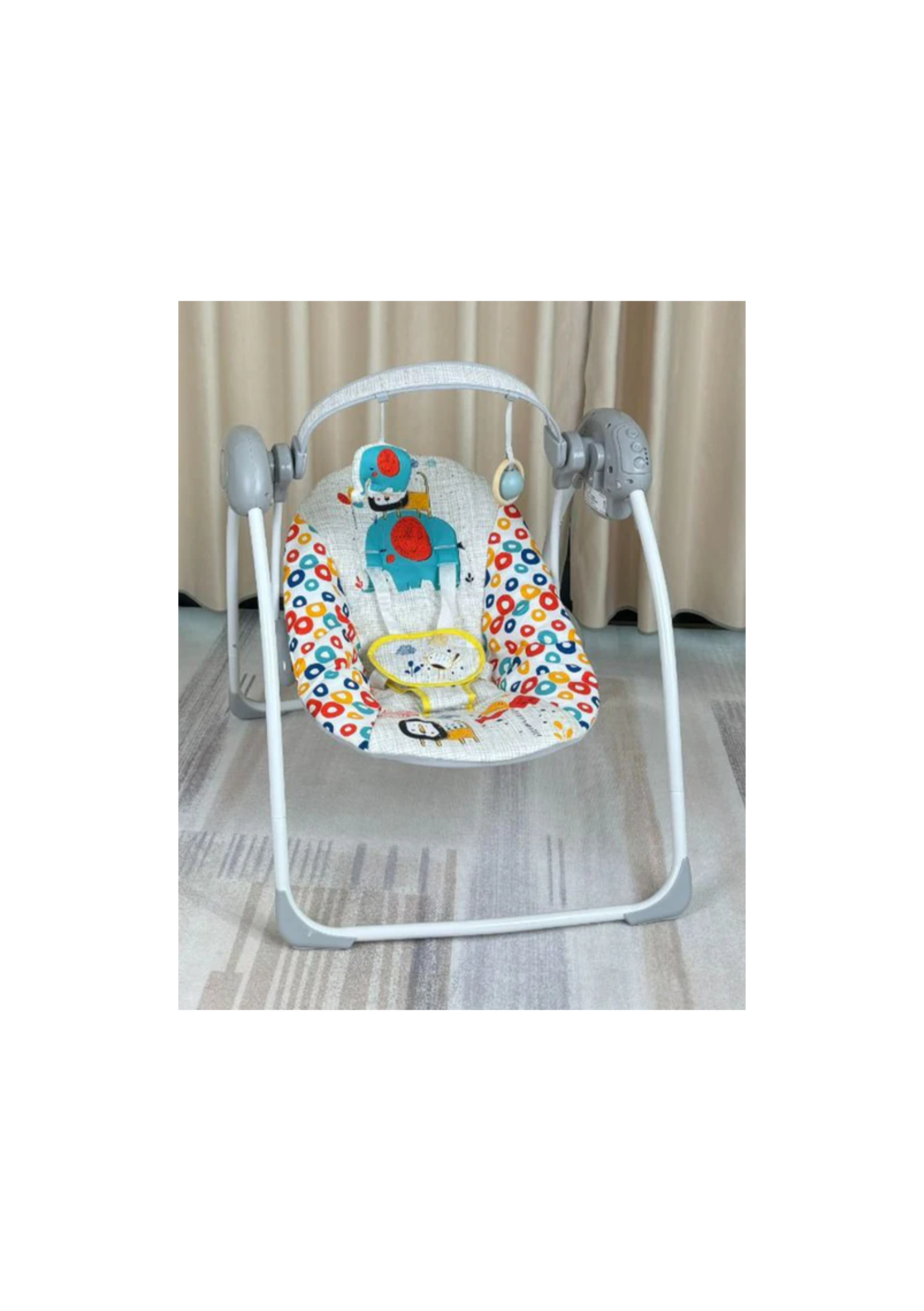 Ladida Baby Swing-6 Classic Melodies-5 Swing Speed Modes-5 Point Harness-Removable & Adjustable Toy Bar-3 Months Warranty-Upto 9 Kg-Safari