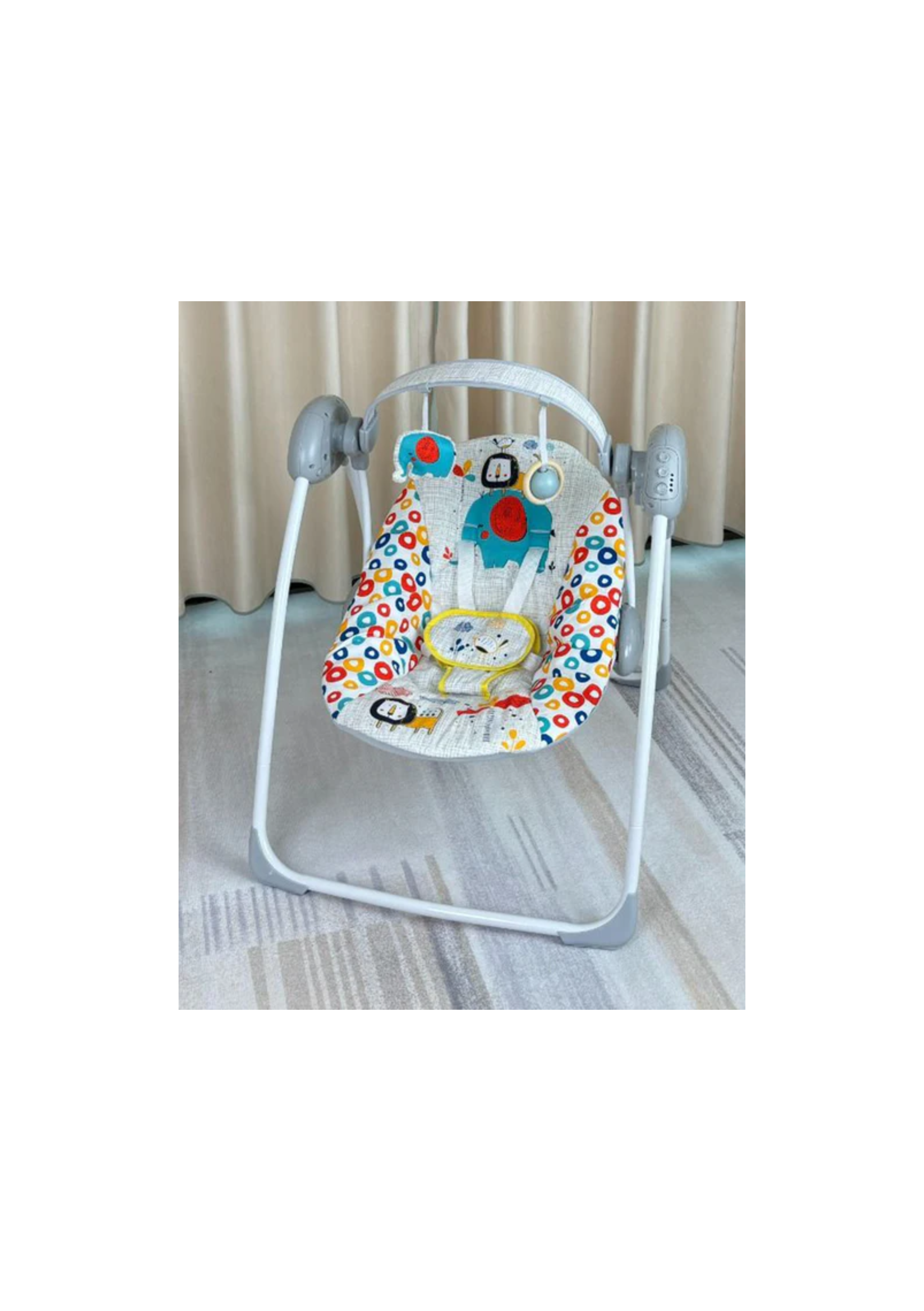 Ladida Baby Swing-6 Classic Melodies-5 Swing Speed Modes-5 Point Harness-Removable & Adjustable Toy Bar-3 Months Warranty-Upto 9 Kg-Safari