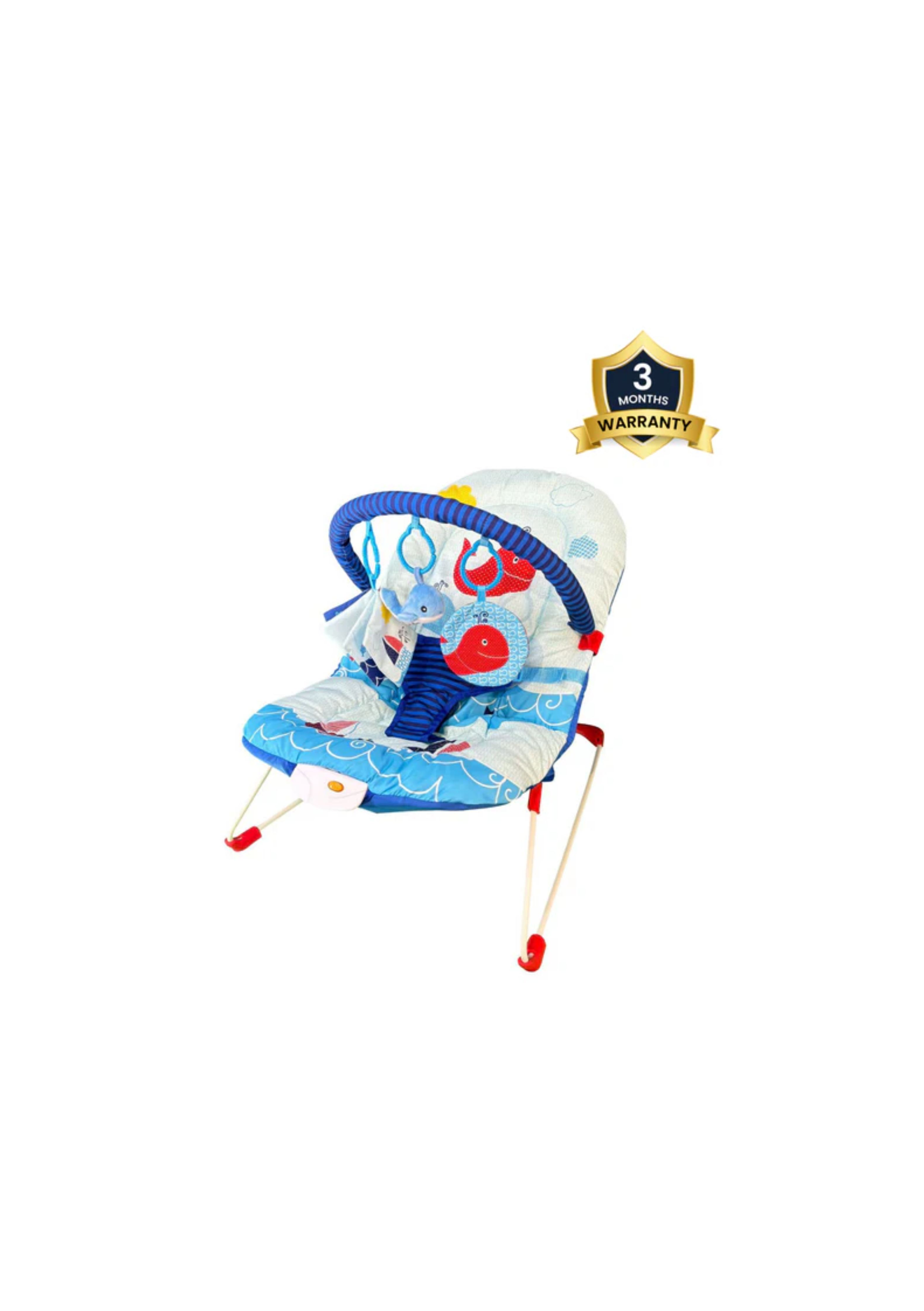 Ladida Baby Bouncer-With 8 Classic Melodies & Calming Vibrations-3 Point Harness-Removable & Adjustable Whale