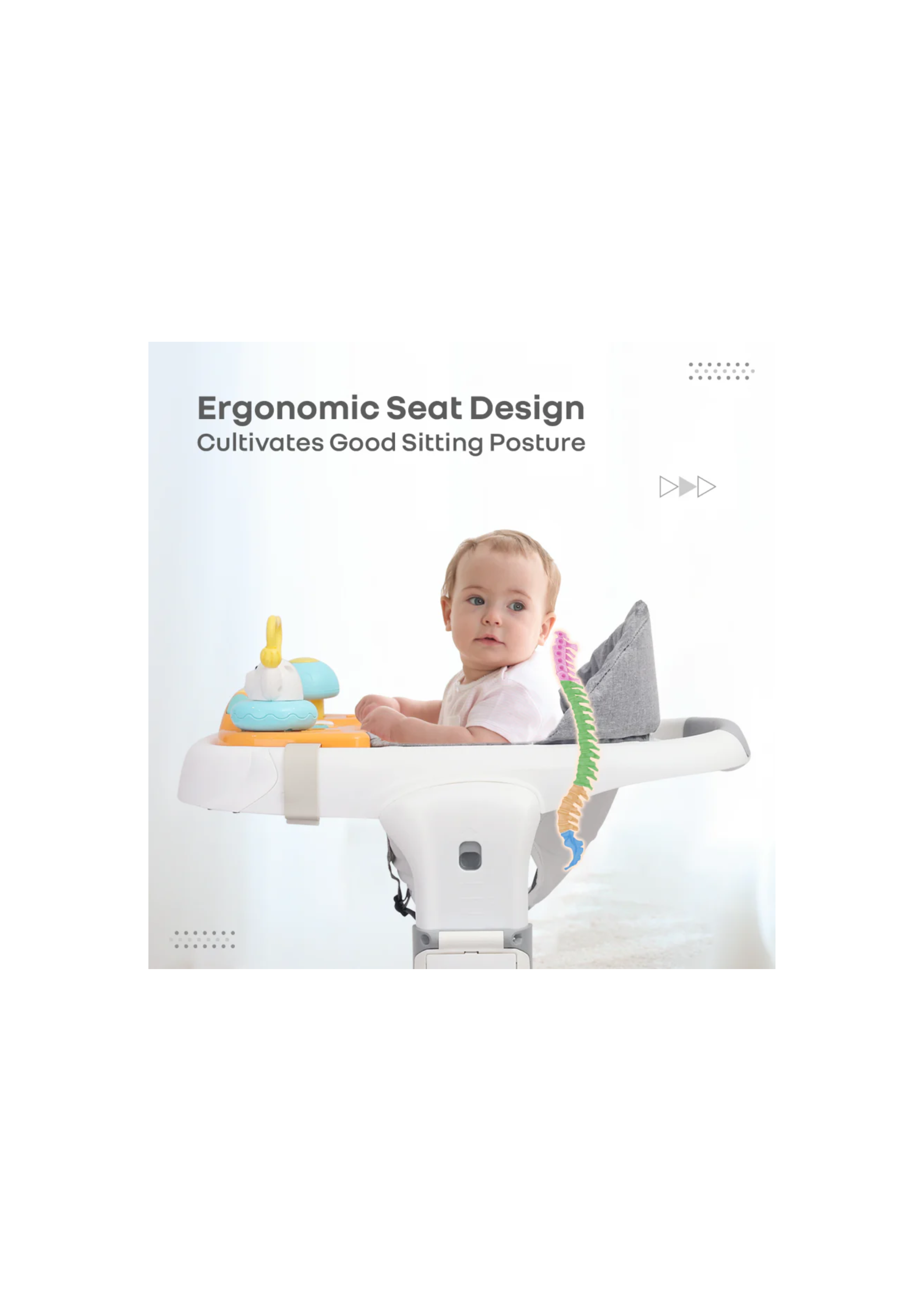 R for Rabbit Little Feet Sportz, 2-in-1 Walker Turn Push Walker Grey White